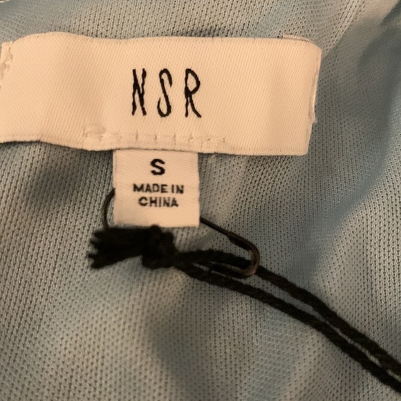 NSR (Napean Sea Road) blue floral dress Ruched in middle slit in front Sz Small - Picture 6 of 8